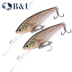B&U Suspending Minnow 3D-Druck Shad Harter Köder Künstlicher Angelköder Jerkbait Wobbler Bass Pike Swimbait Angelköder