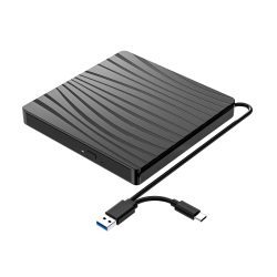 Externes DVD-Laufwerk, USB 3.0 und Typ-C, tragbares optisches CD-DVD-+/-RW-Brennerlaufwerk, für Laptop, PC, MacBook, Zebramuster