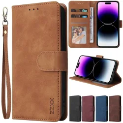 ZZXX Leder-Brieftaschen-Handyhülle für iPhone 17e 16 Pro Max 15 14 13 Mini 12 11 X XS XR SE2 8 7 6s Plus Flip-Kartenfach-Halterung Cover