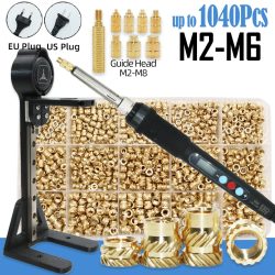 Wärmeeinpresswerkzeug M2 M3 M4 M5 M6 M8 Lötkolbenspitze Messinggewindeeinsatzmutter Heißschmelz-Kunststoffmuttern-Kit für 3D-Druck-Einsätze