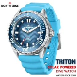 NORTH EDGE 2025 Neue TRITON Solarbetriebene Taucheruhr Herren Luxus Quarzuhren für Herren 316L Edelstahlgehäuse Wasserdicht 300 m
