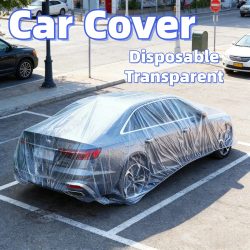 Einweg-Transparente Autoabdeckung Universelle PEVA Staubdichte Kratzfeste Elastische Staubschutzhülle Auto-Außenschutz Zubehör