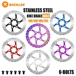 BUCKLOS Fahrrad-Bremsscheibe 140mm 160mm 180mm 203mm Fahrrad-Bremsscheiben für MTB Rennrad Edelstahl-Bremsscheiben Fahrradteile