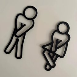 Lustige Badezimmer-Schilder für Männer und Frauen, kreativer 2D-Wandaufkleber mit flacher Toilettentür-Dekoration, Restaurant, Hotel, Café, Toilette, Beschilderung