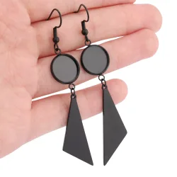 10 Stück Edelstahl Schwarz 12mm Cabochon-Ohrring-Basisfassungen mit Anhängern DIY-Haken Zubehör für die Schmuckherstellung