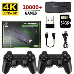Videospielkonsole 2,4G Doppel-Wireless-Controller 4K HDMI für PS1/SFC/NES TV & PC 20000 Spiele 64GB Retro Kinder-Weihnachtsgeschenk