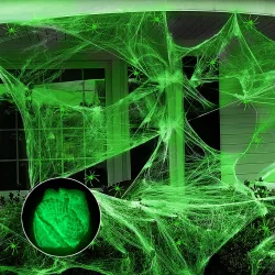 Fluoreszierende Halloween-Spinnennetze, im Dunkeln leuchtende Spinnennetze, Halloween-Spinnennetz, Horror-Dekorationen im Freien