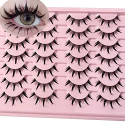 Neue 14/10/7/5Pairs Manga Wimpern Natürliche Wimpern Weiche Kreuz Wispy Klar Band Falsche Wimpern Puppe augen Wimpern Cosplay Verlängerung
