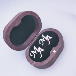 Tangula Custom Herren-Manschettenknöpfe aus Edelstahl für Bräutigam, Initialen, Manschettenknöpfe mit Eichen-Geschenkbox, Hochzeit, Bräutigam, Schmuck, Geschenk
