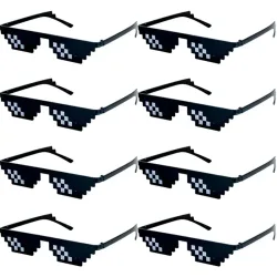 1?8 Stück Mosaik-Sonnenbrillen, coole Party-Vintage-Brillen für Männer, pixelierte Sonnenbrillen, lustige Damenbrillen