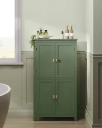 VASAGLE Badezimmerschrank, Badschrank, Küchenschrank mit 4 Türen, verstellbare Ablagen, 30 x 60 x 110 cm