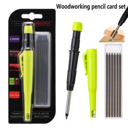 Bleistiftkarten-Set für Holzbearbeitung, Markierung und Zeichnung für tiefe Löcher, mit 2,8 mm zuverlässiger und langlebiger Mine, für Tischlertechnik