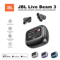 Original JBL Live Beam 3 True Wireless Bluetooth-Ohrhörer mit LED-Smart-Display-Box Kopfhörer mit Geräuschunterdrückung Beam3