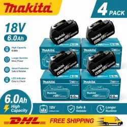 100% Original Makita Akku, 18V 6,0Ah Wiederaufladbarer Akku, Ersatz für Makita BL1830B L1840B L1850B L1860B, Elektrowerkzeug-Akku