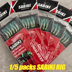 TAKBAS 1/5 Packungen Sabiki Rigs, Angelköder-Rigs, leuchtendes Meeresangelgerät mit Angelhaken mit hohem Kohlenstoffgehalt, für Süß-/Salzwasser