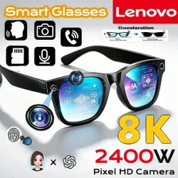 Lenovo NEUE 8K 2400MP KI-Smart-Brille mit Übersetzungsfunktion, Video- und Fotoaufnahme, Bluetooth-Kommunikation, Aufnahmefunktion, Musikwiedergabe, Smart-Sonnenbrille
