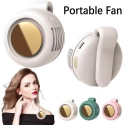 Tragbarer, leiser Ventilator, Mini-USB-wiederaufladbarer, blattloser, elektrischer Clip-Ventilator, verstellbarer 3-Gang-Taillenventilator für Outdoor-Sport, Büro