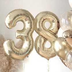 Geburtstagsballon mit Champagner-Gold-Zahlen, 101,6 cm, große Chrom-Gold-Zahlen-Folienballons für Geburtstag, Neujahr, Jahrestag, Dekoration