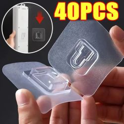 Doppelseitig klebende Wandhaken, Aufhänger, starker transparenter Saugnapf, Aufbewahrungssteckdose, Haken für Badezimmer, Küche, Schlafzimmer, Haken-Set