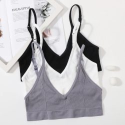 Nahtloses Tube-Top für Damen, gerippt, V-Ausschnitt, kabelloses Bralette, U-Rücken, BH für den Alltag, sexy Dessous, verstellbare Träger, Sportunterwäsche, M-L