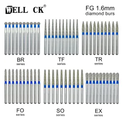 10 Teile/paket WellCK Dental Diamant Bohrer Bohrer 59 Größen FG 1,6mm Bohrer für High Speed Handstück Zahnmedizin Werkzeuge