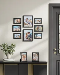 SONGMICS Bilderrahmen 10er Set, für 2 Fotos in 20 x 25 cm, 4 Fotos in 13 x 18 cm, 4 Fotos in 10 x 15 cm, Kunststoffscheibe, MDF