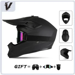 Motorradhelm - Offroad-Helm für Motorrad, Motocross, Rennen, Downhill AM DH, Universeller Helm für Kinder und Erwachsene mit 3-teiligem Geschenkset