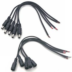 5 Stücke Schwarz 5,5 x 2,1mm DC Stecker Jack Stecker Kabel Zopf 12 V Männlich Weiblich 5,5*2,1 DC Adapter für 5050 3528 LED Streifen Licht