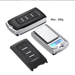 Tragbare 200 g/100 g 0,01 g tragbare Präzisions-Autoschlüsselform, Mini-Digital-Taschen-Elektronik-Grammwaage mit LCD-Display