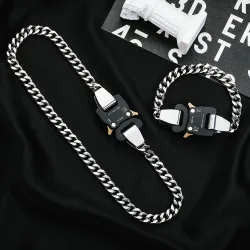 Hip-Hop funktionale Schnalle dicke Kette Metalls chloss Halskette Armband Persönlichkeit Straße Männer und Frauen Accessoires Geschenk