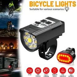 KDULIT 9-LED-Fahrradscheinwerfer, USB wiederaufladbar, Fahrradlampe, superhelle Lenkerlichter, wasserdichtes Fahrrad-Frontlicht für den Außenbereich