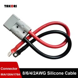 50 A 120 A 175 A Hochstrom-2-poliger Stromanschluss mit 8/6/4/2/0 AWG, superweichem Silikonkabel, Gabelstapler-Batterie-Ladestecker