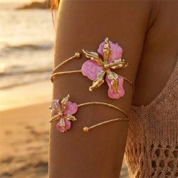 Boho Elegantes Sexy Blumen-Armband für Damen Vintage Emaille-Glasierte Handarbeit Verstellbares Arm-Accessoire Strand-Körperschmuck
