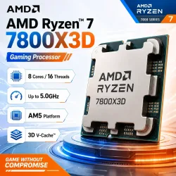 AMD Ryzen 7 7800X3D CPU 8-Kern 16-Thread AM5 Prozessor 4,2GHz bis zu 5,0GHz 96MB L3 Cache Gaming Desktop CPU Tray