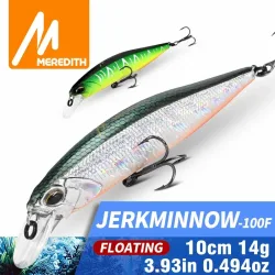 MEREDITH JERK MINNOW 100F 14g Schwimmender Wobbler Angelköder 24 Farben Minnow-Köder Harter Köder Professionelle Qualität Tiefe 0,8-1,0m