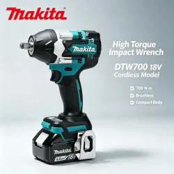 Makita DTW700 18V Elektrischer Schraubenschlüssel Bürstenloser Akku-Schlagschrauber 1000Nm Hohes Drehmoment Variable Geschwindigkeitsregelung Auto-Stop Batteriebetrieben