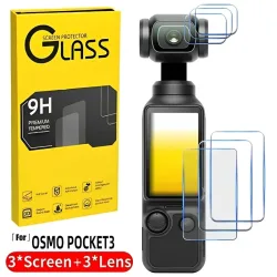 Für DJI OSMO Pocket 4/3 Gehärteter Glasfilm Displayschutzfolie Kratzfeste Objektivschutzfolie für DJI Pocket 3 Kamerafilm