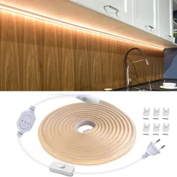 Wasserdichte Beste Unterbauleuchte Küche COB LED-Licht mit Tastenschalter Kabel 220V 110V EU / US Stecker Streifenlampe für Cocina