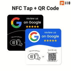 Hilo Programmierbares NFC 215-Quadrat für Google Review Card NFC-Stationstisch 13,56 MHz QR-Code Bearbeitbare Standkarte