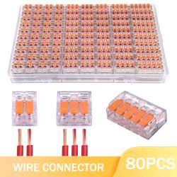 20/80 Stück Box Elektrische Hebelkabelverbinder 2-Port 3-Port 5-Port Elektrische Kabelklemme Mini Schnellverbinder