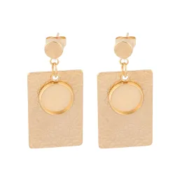 6 Stück Edelstahl vergoldete rechteckige Ohrringrohlinge mit 12mm Cabochon-Fassungen für DIY-Ohrringe.