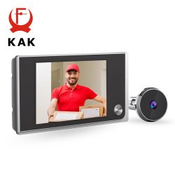 KAK 3,5 Zoll digitale Türspionkamera, elektronischer Türspion, Glocke, 120-Grad-Weitwinkel, HD-Bildschirm, Heimsicherheitssystem-Hardware