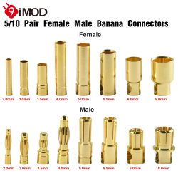 9IMOD 5/10 Paar RC Bullet Connectors 2/3/3,5/4,0/5/5,5/6/8mm Männlich Weiblich Banana Bullet Connector Stecker Vergoldeter Adapter