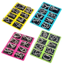 8 Teile/satz Metall Montessori Puzzle Draht Geist Gehirn Teaser Puzzles Kinder Erwachsene Interaktive Spiel Reliever Pädagogisches Spielzeug