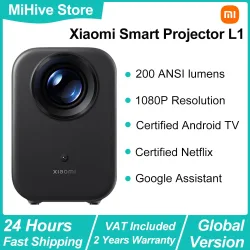 Xiaomi, Xiaomi Smart Projektor L1, 200 ISO-Lumen, Google TV, 1080p physische Auflösung, automatische Keystone-Korrektur und Autofokus, Dolby-Audio