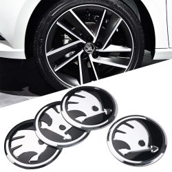 4 Stück 56MM Auto Aluminium Logo Radnabenkappen Aufkleber für Skoda Octavia A5 3 2 VRS Vision Kodiaq Rapid Fabia VII Superb RS