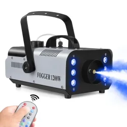 U'King 1200W Nebelmaschine 6LEDs Remote Fogger Auswerfer Disco Bunte Rauchmaschine DJ Weihnachtsfeier Effekte Bühnenlicht