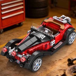 Vintage Klassische Auto-Bausteine, Retro-Roadster-Modell-Bausteine mit Präsentationsständer, DIY Zusammengebautes Sammler-Spielzeug Geschenk