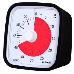 Yunbaoit VT01 Verbesserter 60-Minuten-Visual-Timer mit Schutzhülle, leiser Countdown-Timer für Kinder