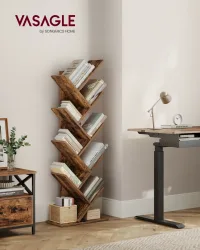 VASAGLE Bücherregal, Standregal mit 8 Ebenen, in Baumform, aus Holz, für Wohnzimmer, Home Office und Büro, Vintage